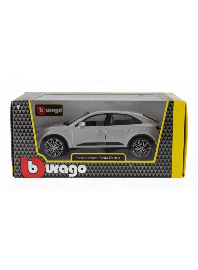 Bburago سيارة ببراغو بورش ماكان توربو الكهربائية المصنوعة من المعدن (1:24، فضي) - Image 1